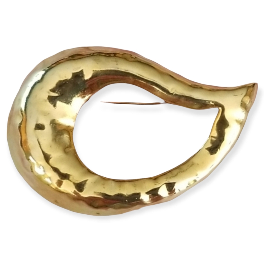 Vintage Mid Century Goldtone Teardrop Brooch Pin - Picture 5 of 11